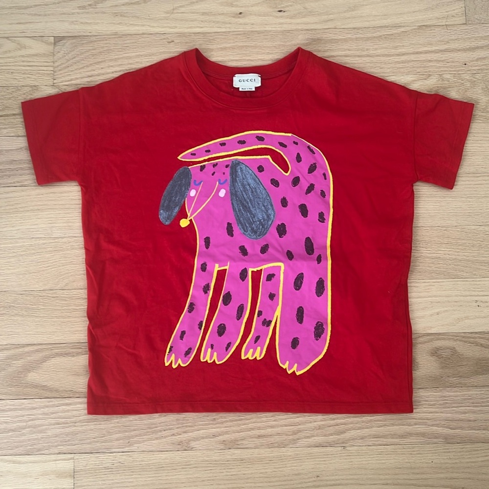 Gucci kids puppy t shirt size 8 like new